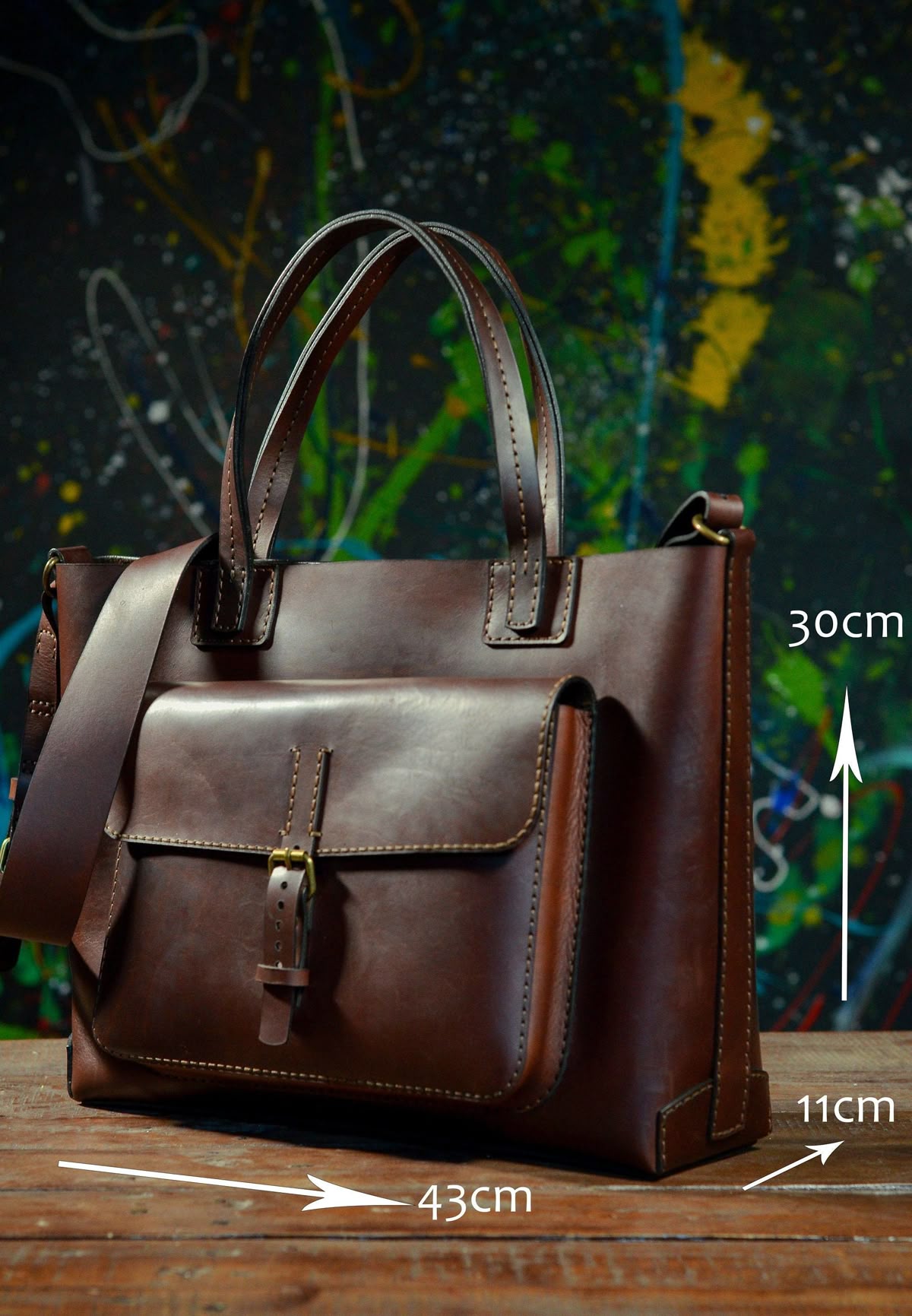 Leather Folio - Dark brown document clutch bag