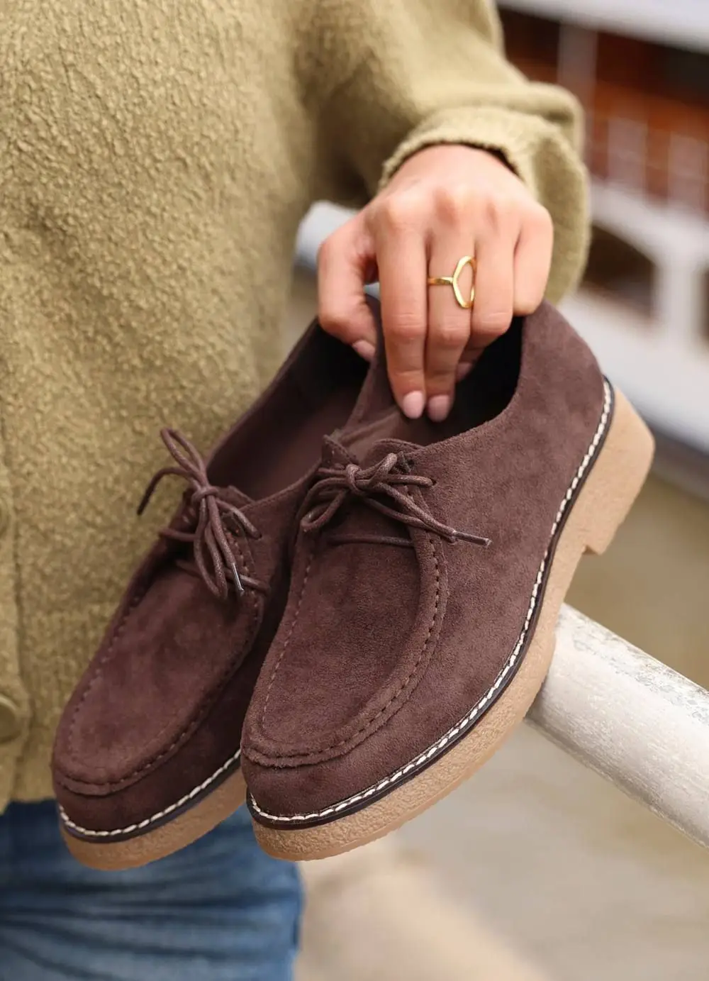 Suede Creepers - Brown suede casual lace up shoes