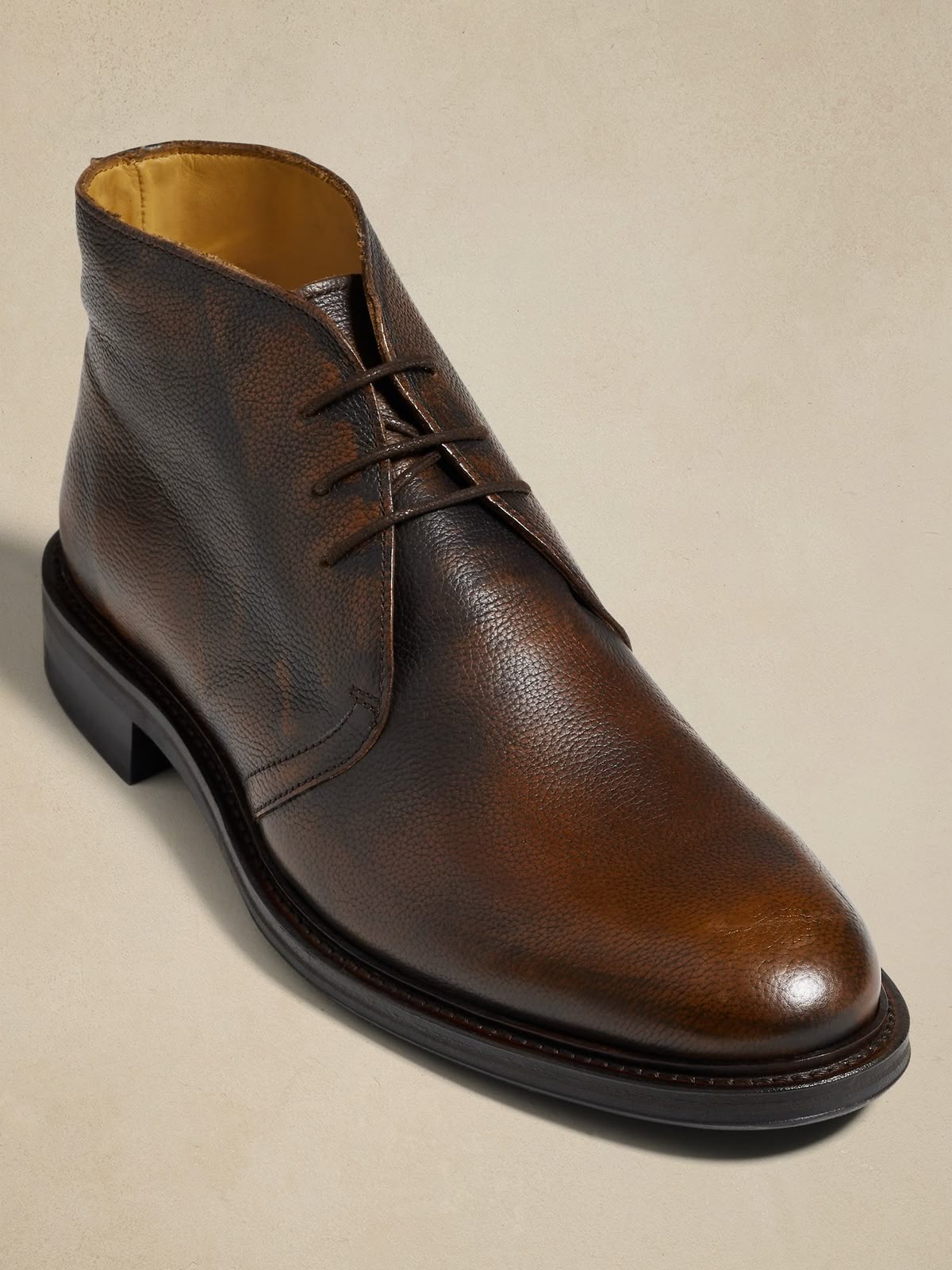 Textured Chukkas - Dark brown leather ankle lace boots